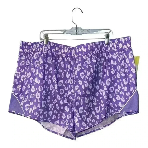 All In Motion Purple Leopard Print Shorts, XXL - Picture 2 of 8